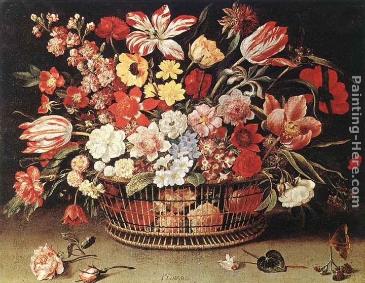 Jacques Linard Basket of Flowers